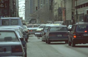 Amerikaanse auto's in winters New York City