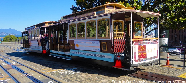 Cable car tram in San Francisco