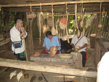 Cherokees in Oconaluftee nabij de Smoky Mountains