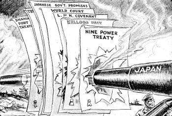 Persiflage op de verdragen die Japan schond voor de aanval op Pearl Harbor