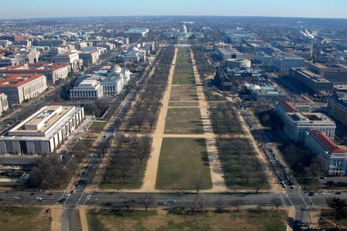 Blik op de Mall vanaf het Washington Monument