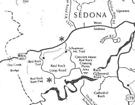 Kaart van de Crescent Moon Ranch-wandeling