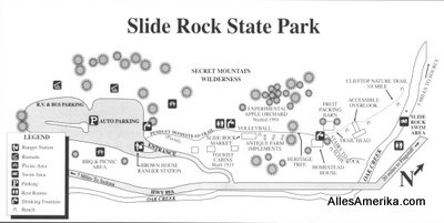 Kaart van de Slide Rock-wandeling