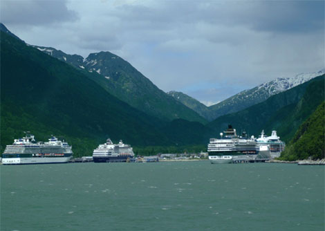 Cruiseschepen in de haven van Skagway